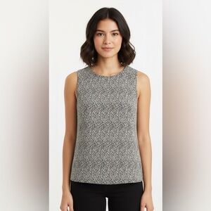 J.McLaughlin Black White Sleeveless Tweed Bouclé Knit Top Size S